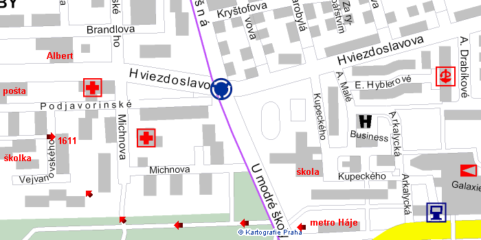 Mapa Háje - Vejvanovského
